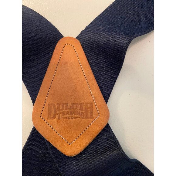 Duluth Trading Co. Adjustable Navy Suspenders With Leather Accents - Picture 1 of 3